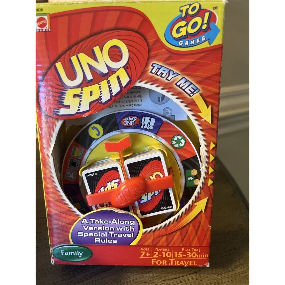 New! UNO Spin To Go! Games Card Game Brand New Mattel 2009 Travel Rare!